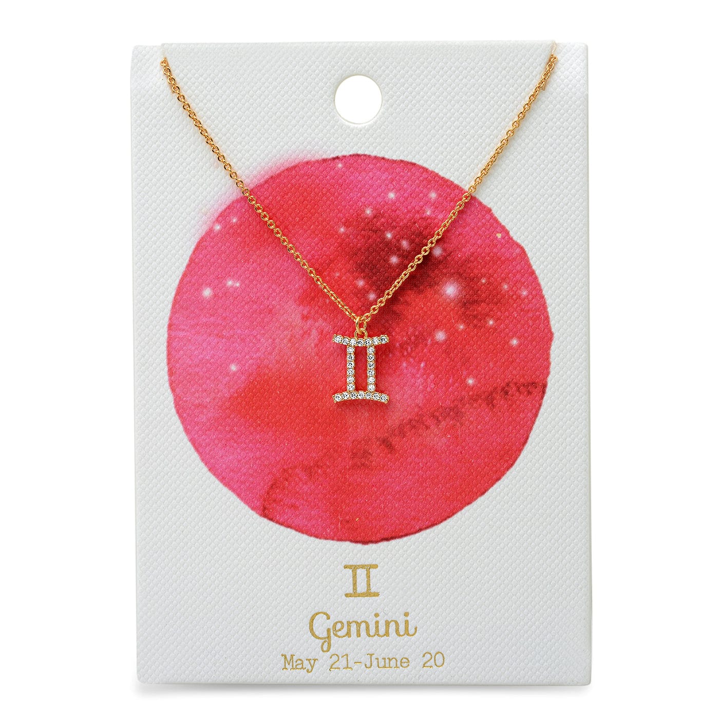 TAI JEWELRY Necklace Gemini Pave CZ Zodiac Symbol Pendant Necklace