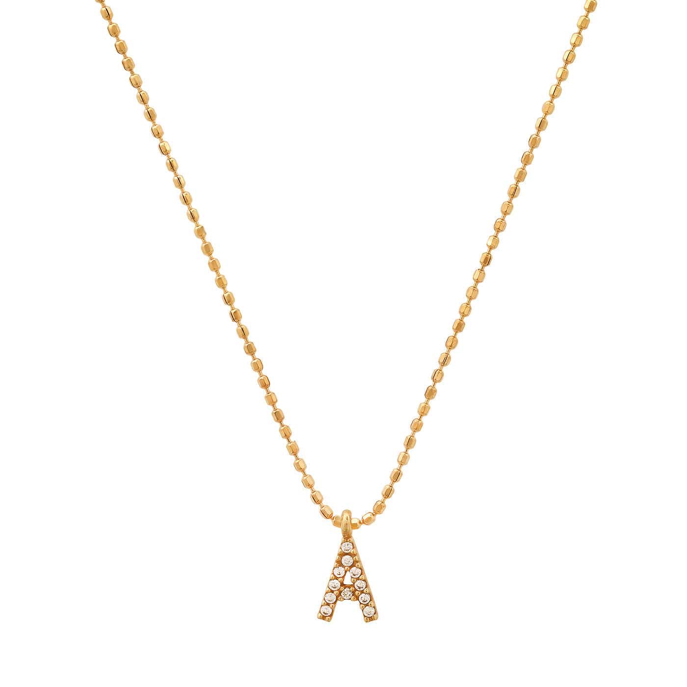 TAI JEWELRY Necklace A Pave Initial Ball Chain Necklace