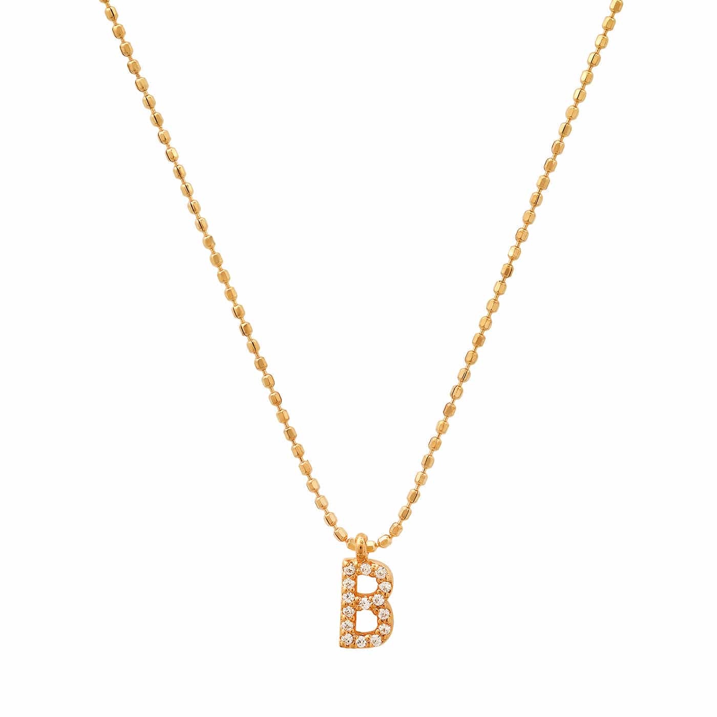 TAI JEWELRY Necklace B Pave Initial Ball Chain Necklace