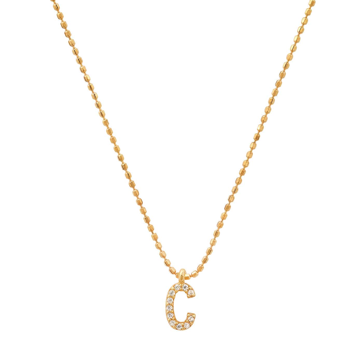 TAI JEWELRY Necklace C Pave Initial Ball Chain Necklace