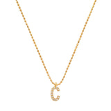 TAI JEWELRY Necklace C Pave Initial Ball Chain Necklace