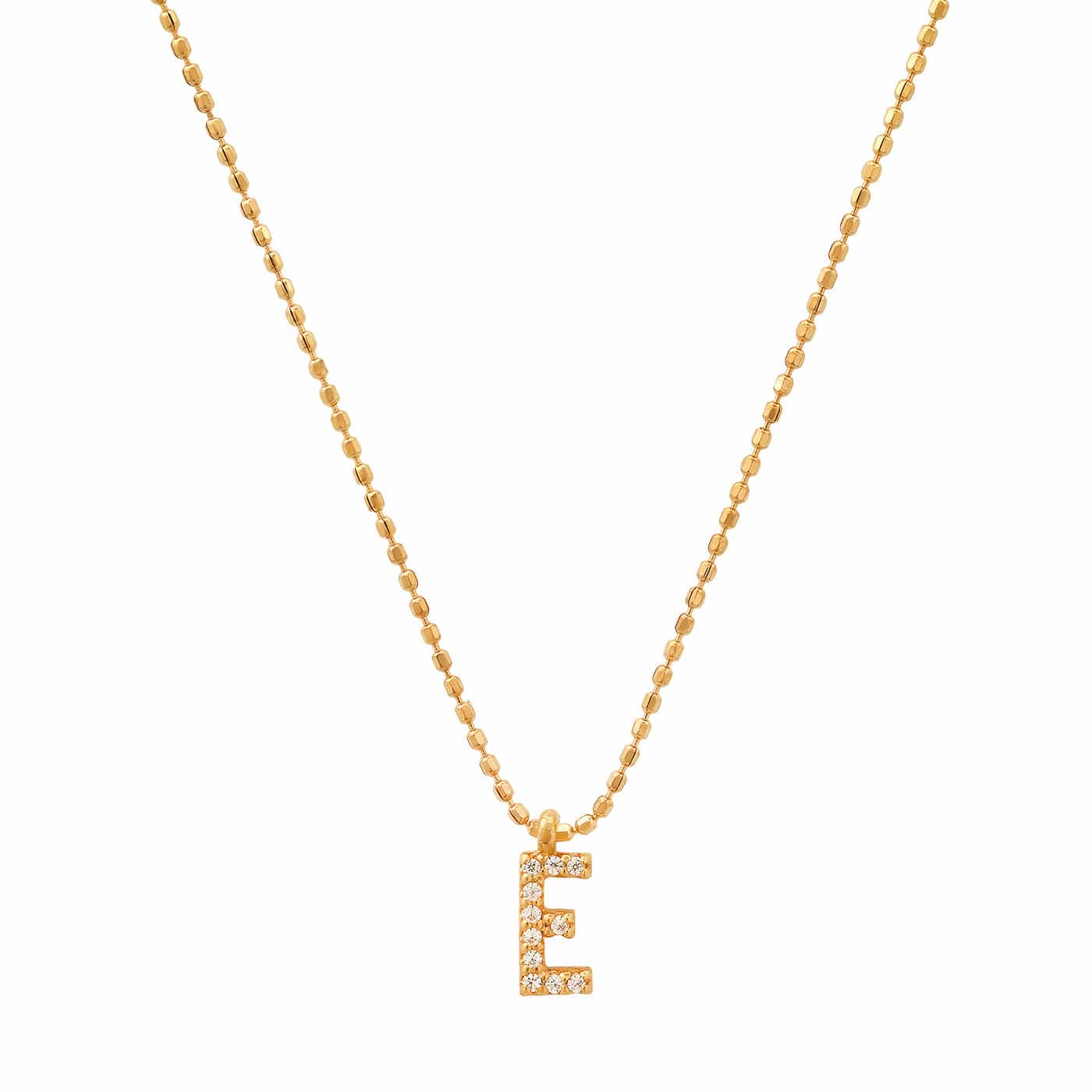 TAI JEWELRY Necklace E Pave Initial Ball Chain Necklace