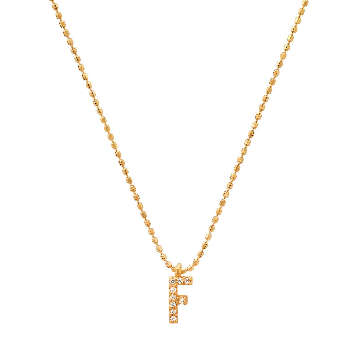 TAI JEWELRY Necklace F Pave Initial Ball Chain Necklace