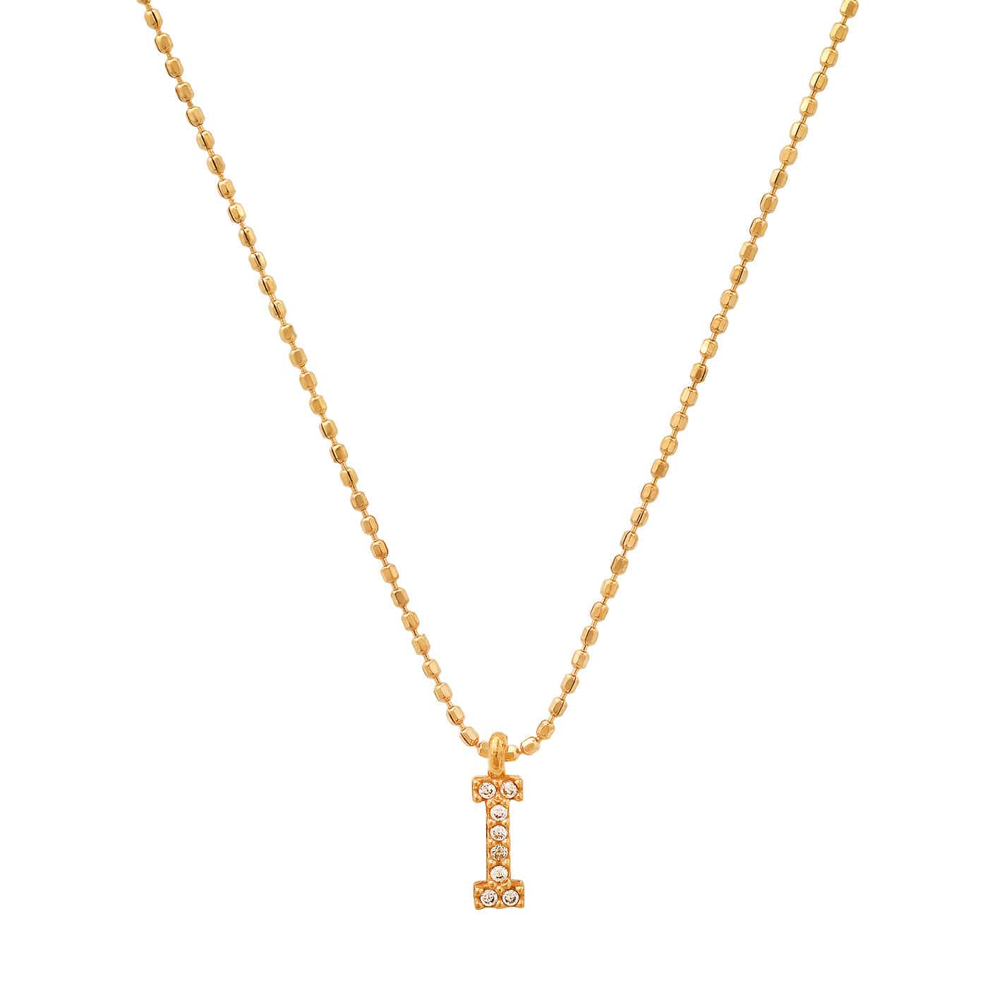 TAI JEWELRY Necklace I Pave Initial Ball Chain Necklace