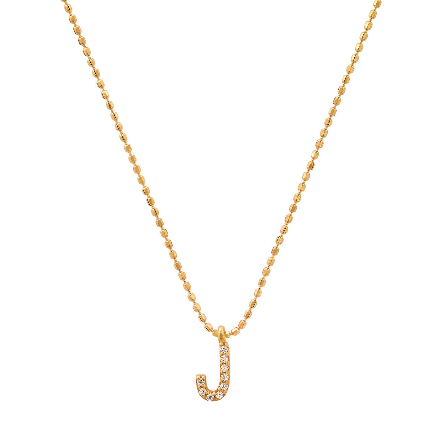 TAI JEWELRY Necklace J Pave Initial Ball Chain Necklace