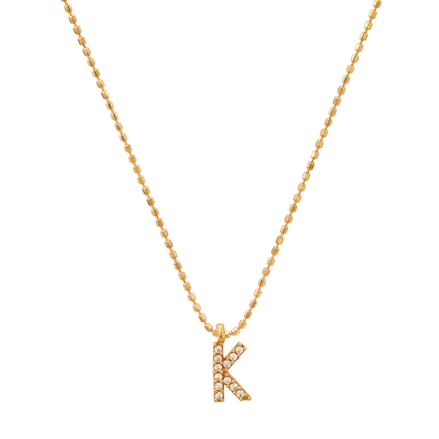 TAI JEWELRY Necklace K Pave Initial Ball Chain Necklace