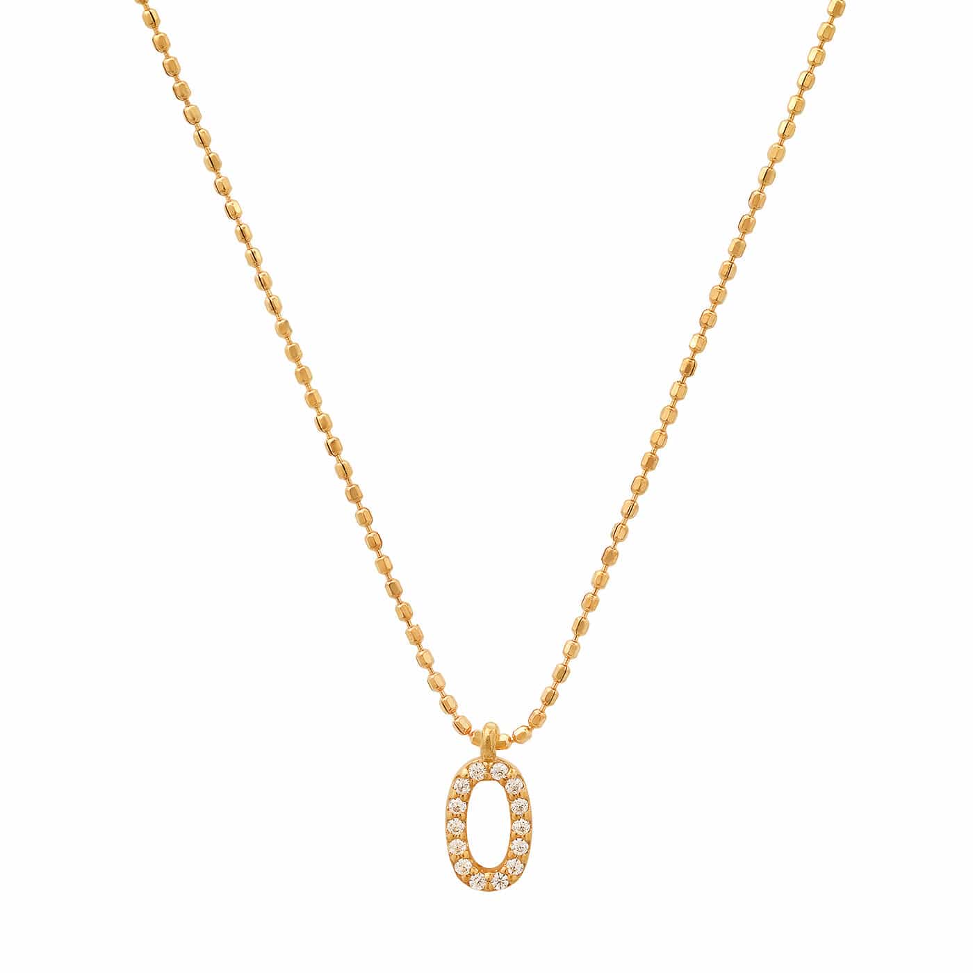 TAI JEWELRY Necklace O Pave Initial Ball Chain Necklace