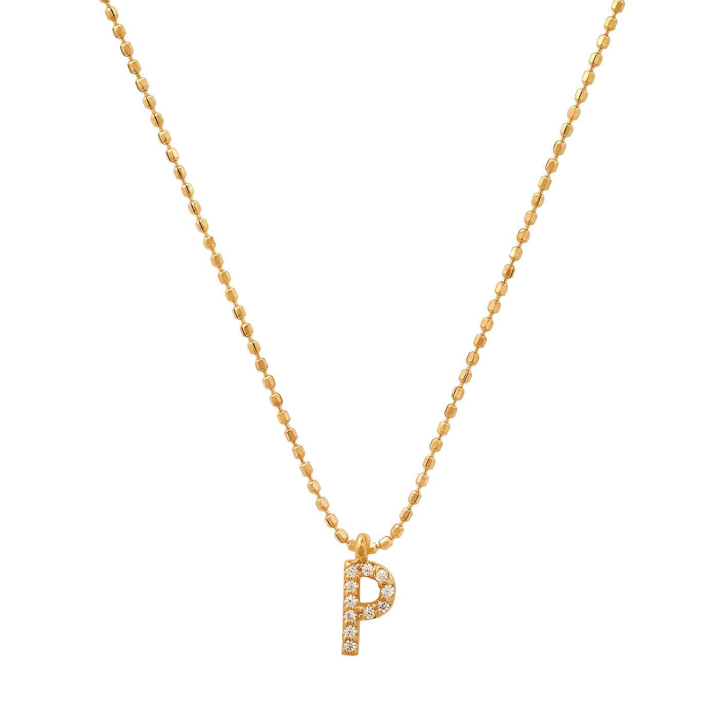 TAI JEWELRY Necklace P Pave Initial Ball Chain Necklace