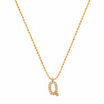 TAI JEWELRY Necklace Q Pave Initial Ball Chain Necklace