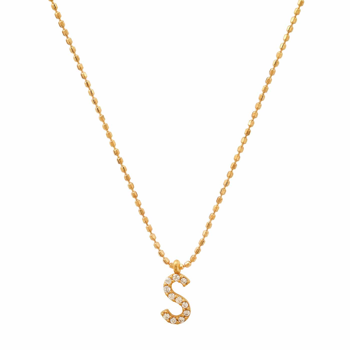 TAI JEWELRY Necklace S Pave Initial Ball Chain Necklace