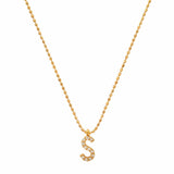 TAI JEWELRY Necklace S Pave Initial Ball Chain Necklace
