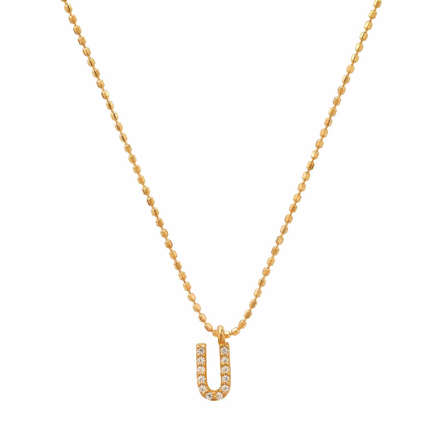 TAI JEWELRY Necklace U Pave Initial Ball Chain Necklace