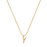 TAI JEWELRY Necklace Y Pave Initial Ball Chain Necklace