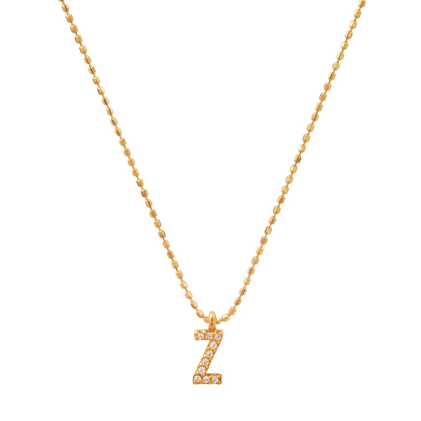 TAI JEWELRY Necklace Z Pave Initial Ball Chain Necklace