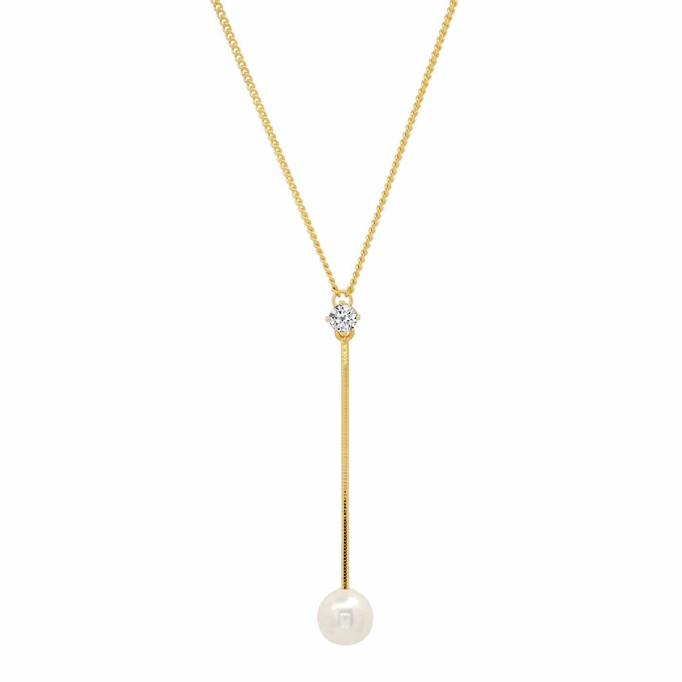 TAI JEWELRY Necklace Pearl and CZ Chain Y-Necklace