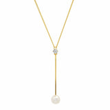 TAI JEWELRY Necklace Pearl and CZ Chain Y-Necklace