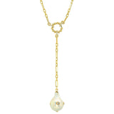TAI JEWELRY Necklace Pearl And Cz Gold Drop Necklace