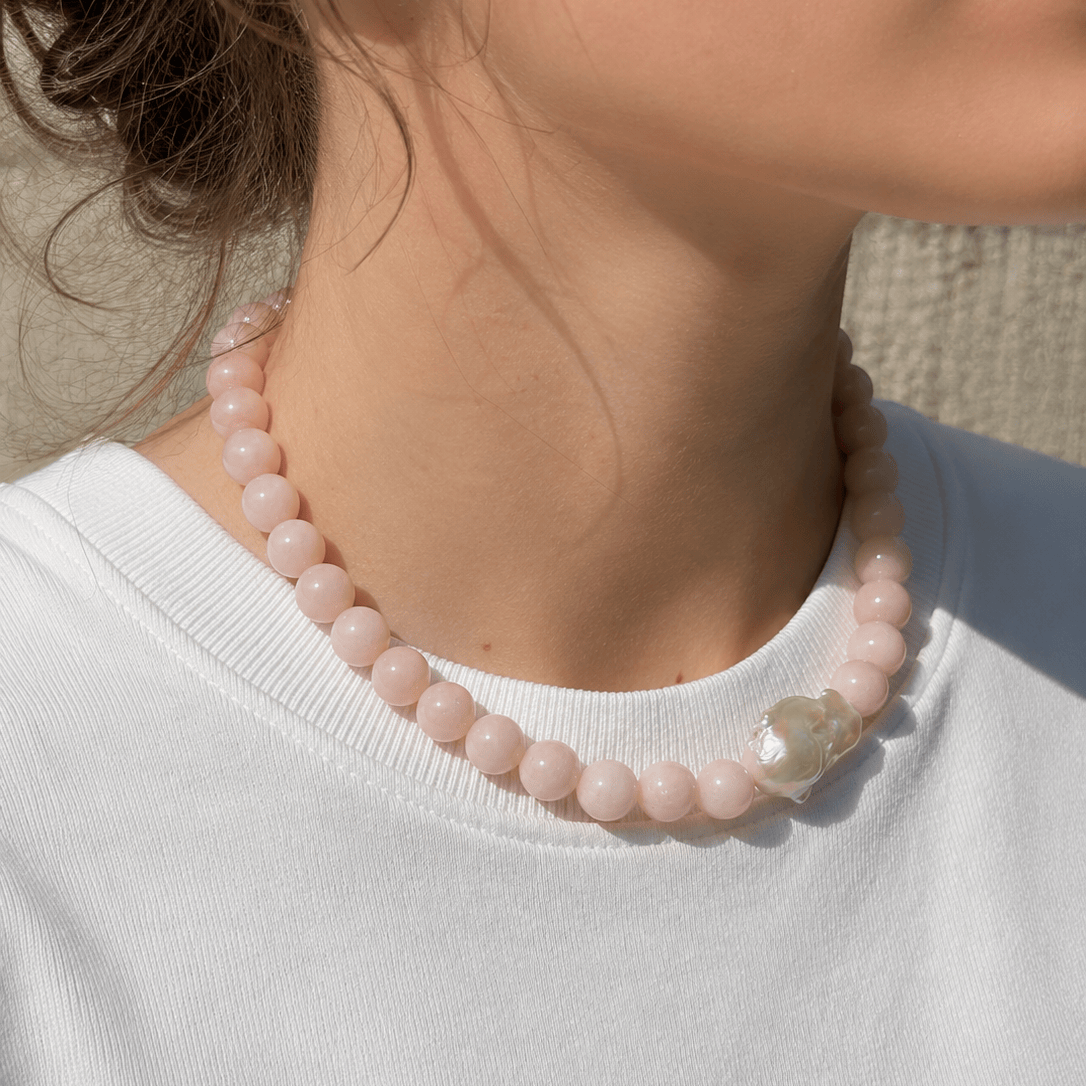TAI JEWELRY Necklace Pink Gemstone & Baroque Pearl Necklace