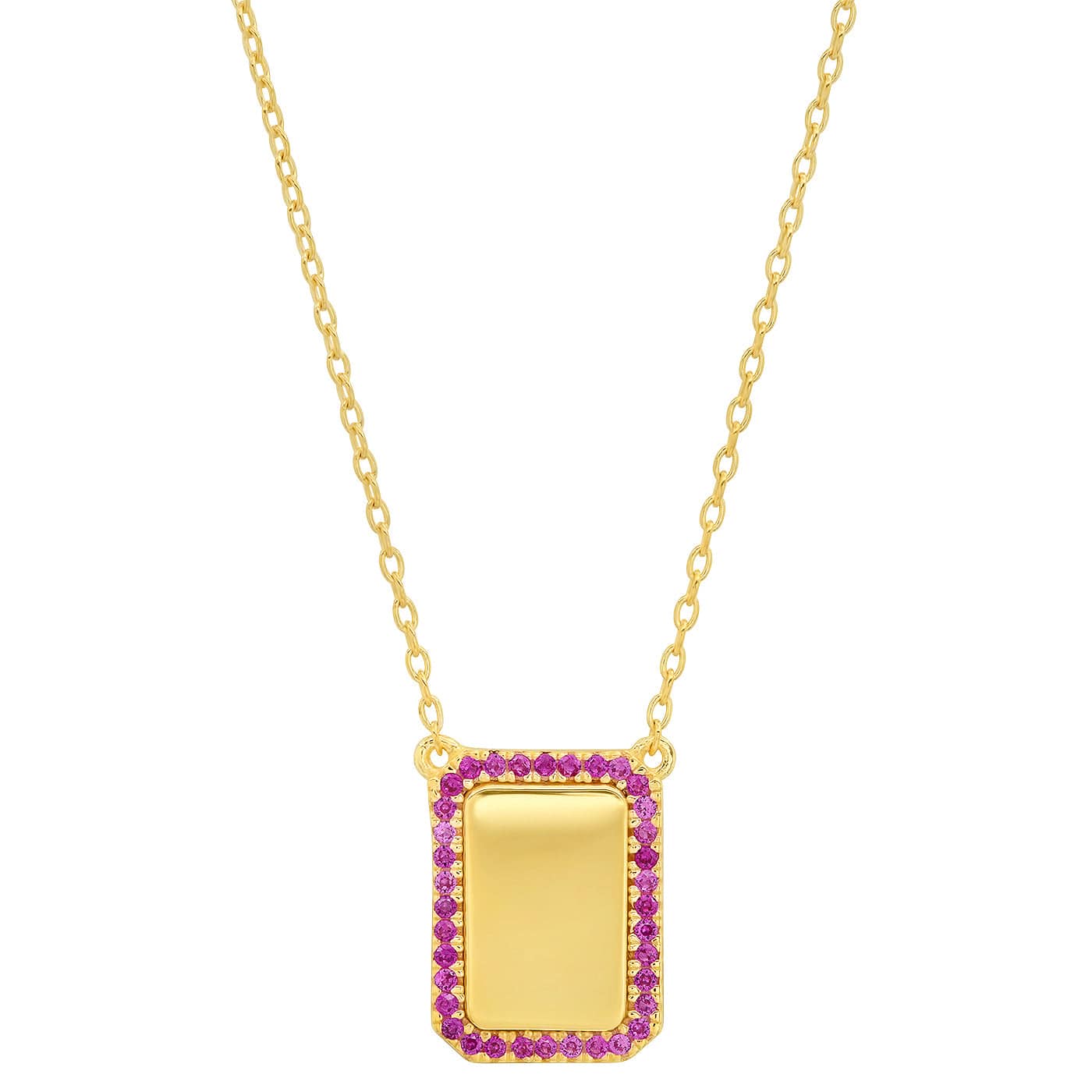 TAI JEWELRY Necklace Pink Ruby Tag Pendant Necklace