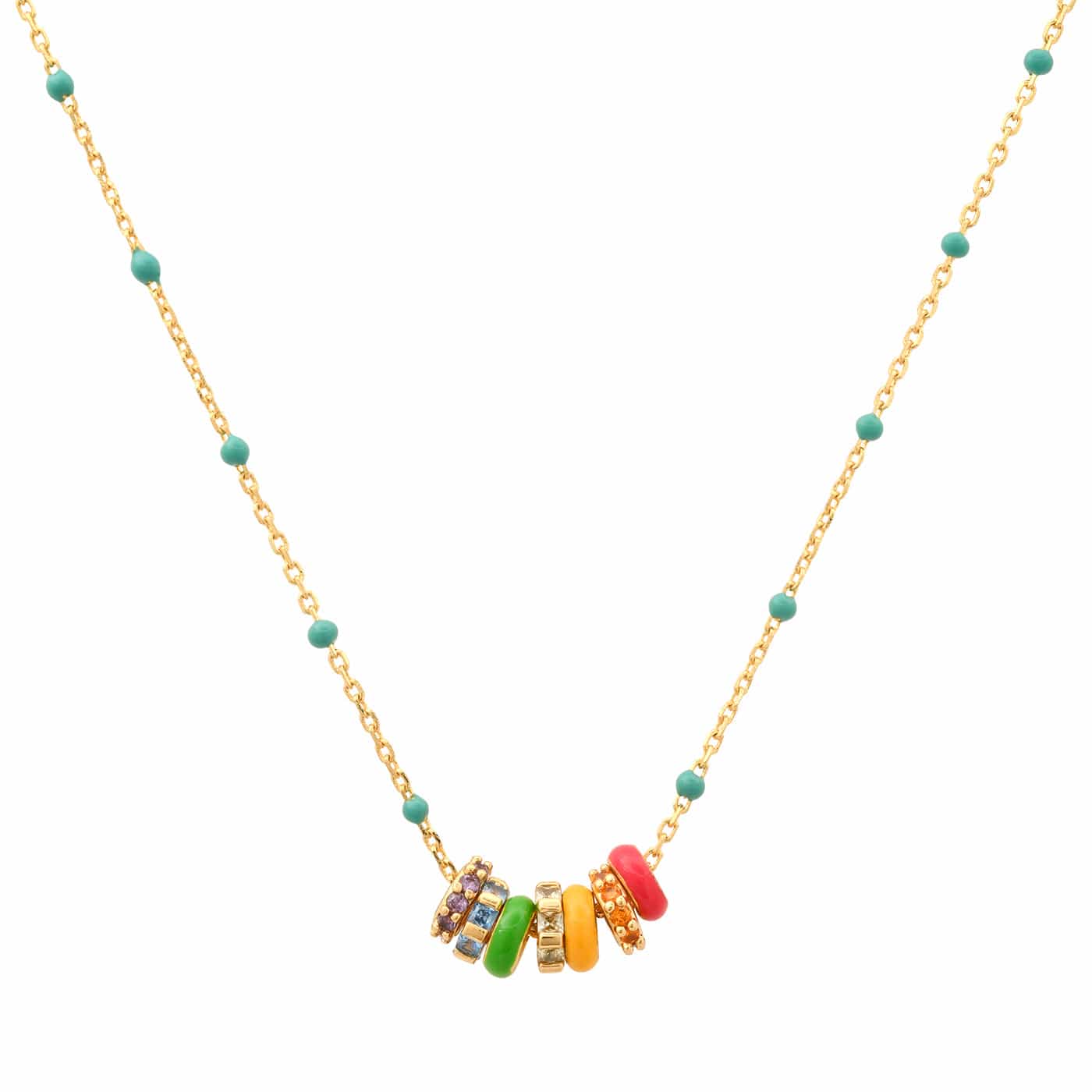 TAI JEWELRY Necklace Rainbow Enamel Charm Necklace