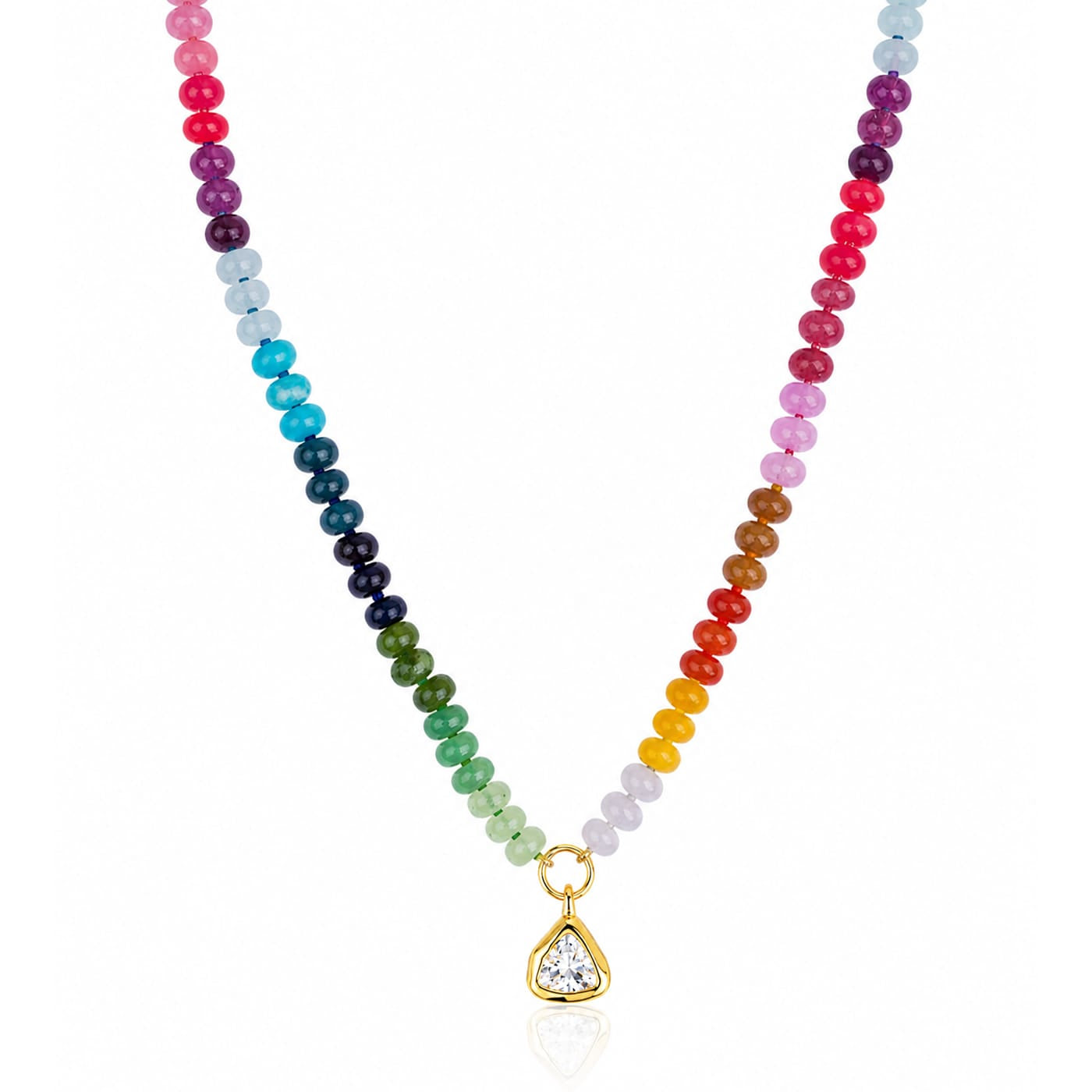 TAI JEWELRY | Rainbow Stone Necklace with Crystal Charm | Necklace |