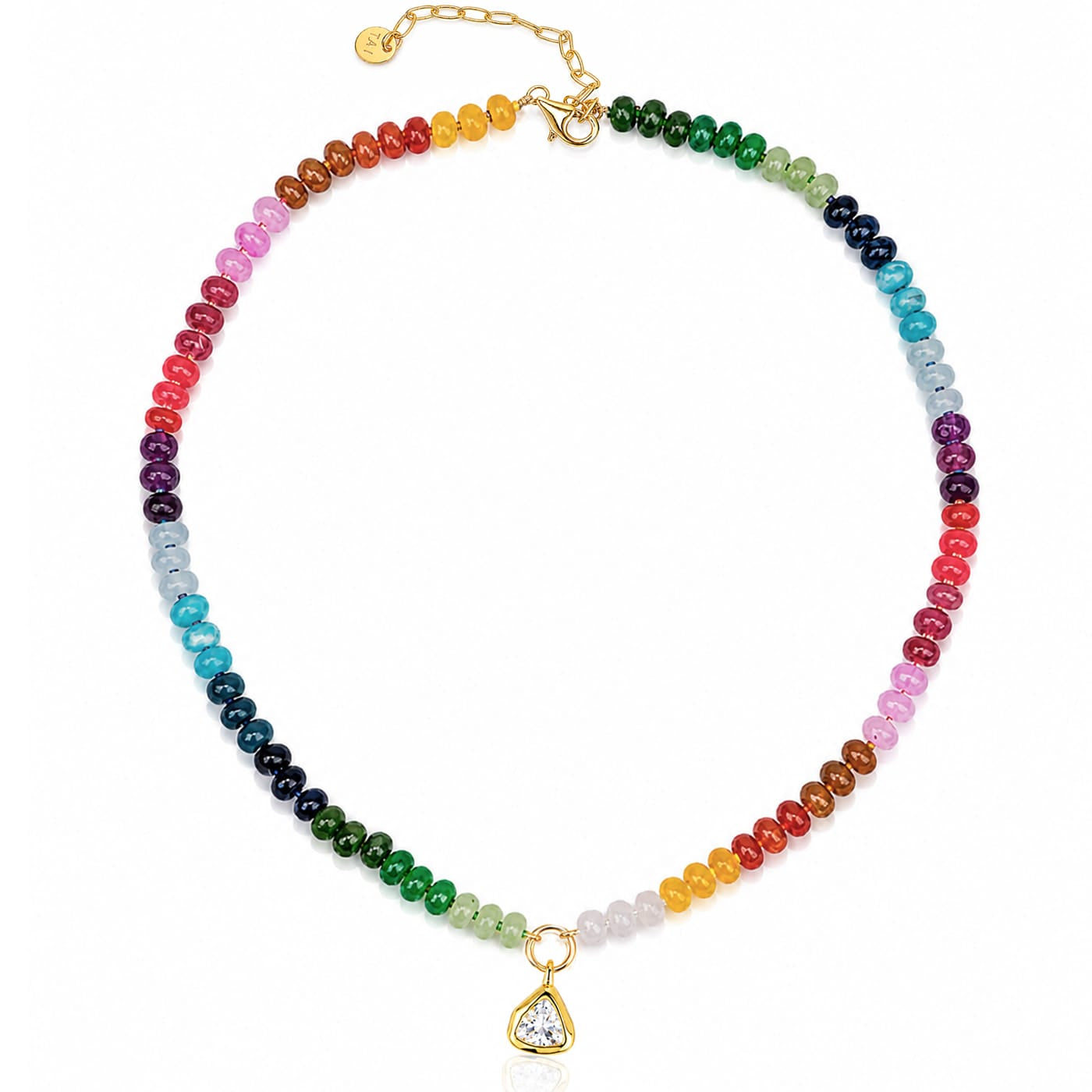 TAI JEWELRY | Rainbow Stone Necklace with Crystal Charm | Necklace |