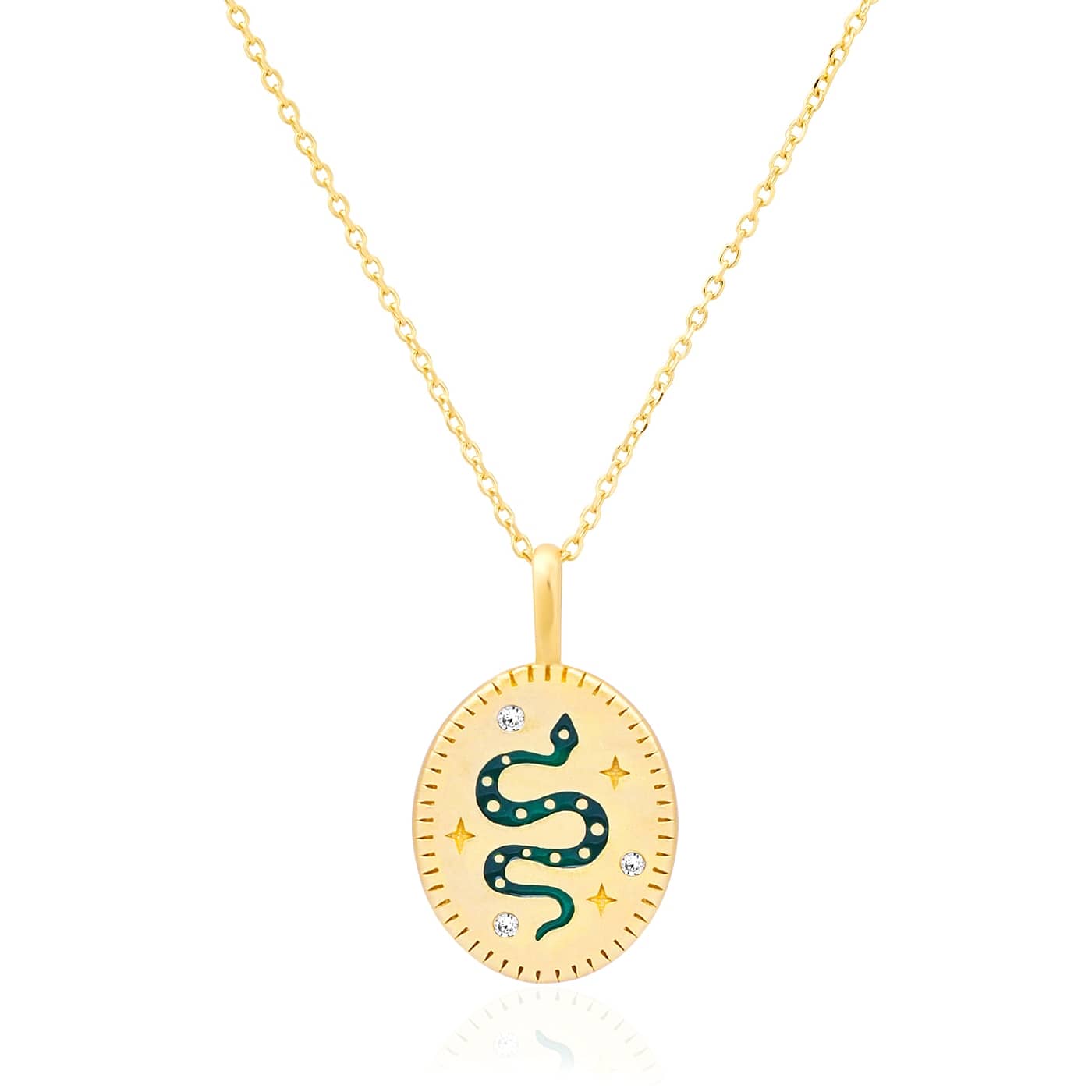 TAI JEWELRY Necklace Serpentine Oval Pendant Necklace