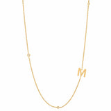 TAI JEWELRY Necklace M Sideways Initial Gold Necklace With CZ Accents