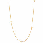 TAI JEWELRY Necklace T Sideways Initial Gold Necklace With CZ Accents