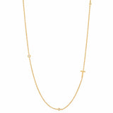 TAI JEWELRY Necklace T Sideways Initial Gold Necklace With CZ Accents