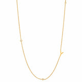 TAI JEWELRY Necklace Y Sideways Initial Gold Necklace With CZ Accents