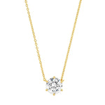 TAI JEWELRY Necklace Gold Vermeil Simple Chain With Large Round Cut Cz