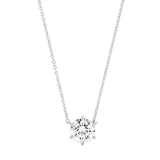 TAI JEWELRY Necklace Sterling Silver Simple Chain With Large Round Cut Cz