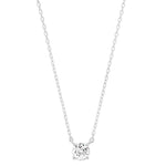 TAI JEWELRY Necklace Sterling Silver Simple Chain With Small Round Cut CZ