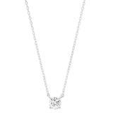 TAI JEWELRY Necklace Sterling Silver Simple Chain With Small Round Cut CZ