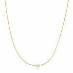 TAI JEWELRY Necklace Gold Snake Chain With Simple Cz Center Stone