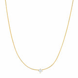 TAI JEWELRY Necklace Gold Snake Chain With Simple Cz Center Stone