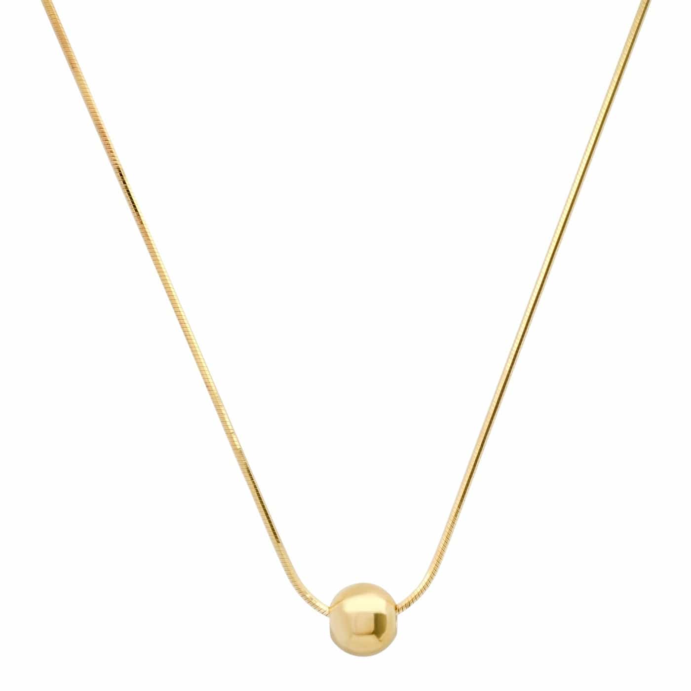 TAI JEWELRY Necklace Snake Chain with Single Gold Ball