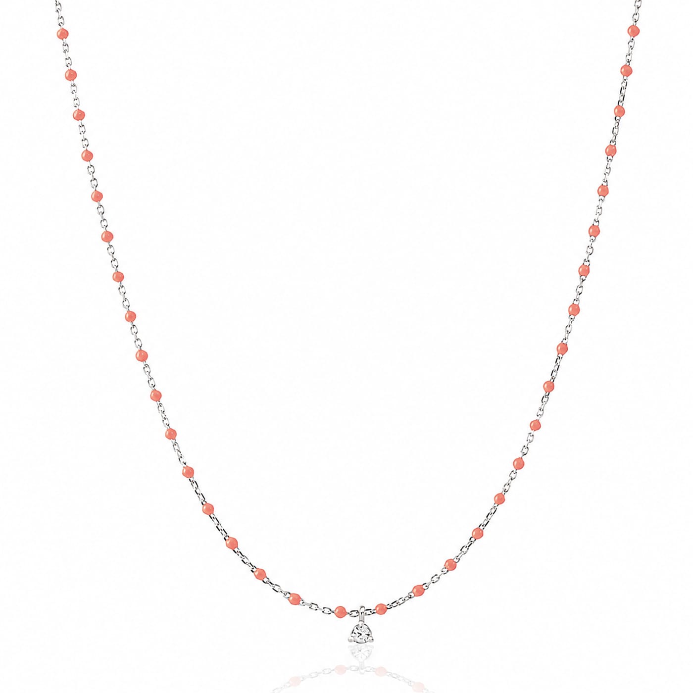 TAI JEWELRY Necklace Sterling Silver Enamel Beaded Necklace With CZ