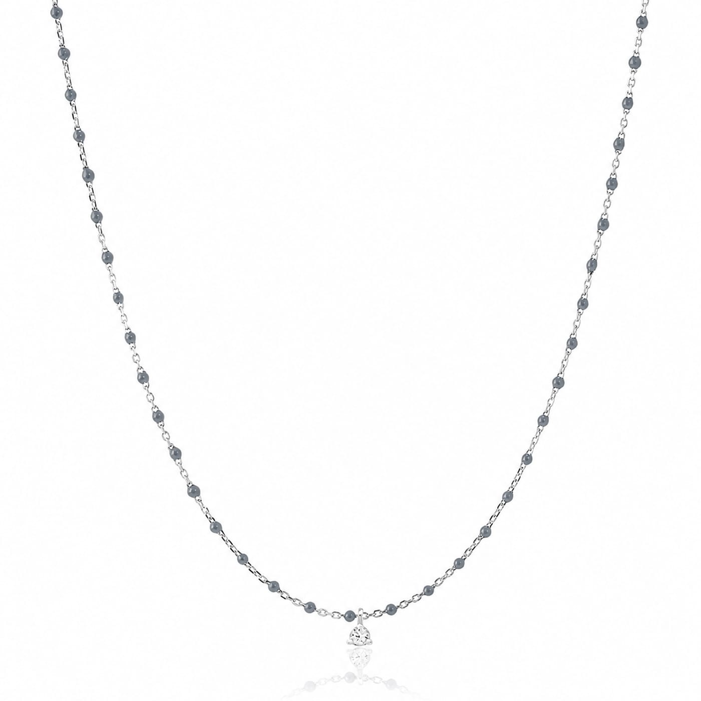 TAI JEWELRY Necklace Sterling Silver Enamel Beaded Necklace With CZ