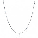 TAI JEWELRY Necklace Sterling Silver Enamel Beaded Necklace With CZ