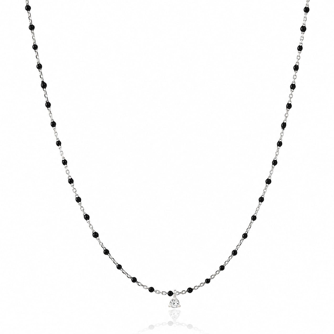 TAI JEWELRY Necklace Sterling Silver Enamel Beaded Necklace with CZ