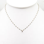 TAI JEWELRY | Sterling Silver Enamel Beaded Necklace With CZ (Gray) | Necklace |