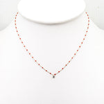 TAI JEWELRY Necklace Sterling Silver Enamel Beaded Necklace With Cz (Orange)