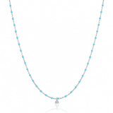 TAI JEWELRY | Sterling Silver Enamel Beaded Necklace with CZ (Turquoise) | Necklace |