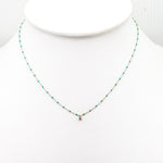 TAI JEWELRY Necklace Sterling Silver Enamel Beaded Necklace With Cz (Turquoise)