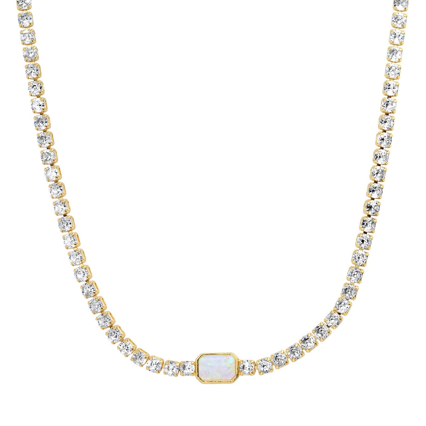 TAI JEWELRY Necklace Opal Tennis Necklace With Center Stone