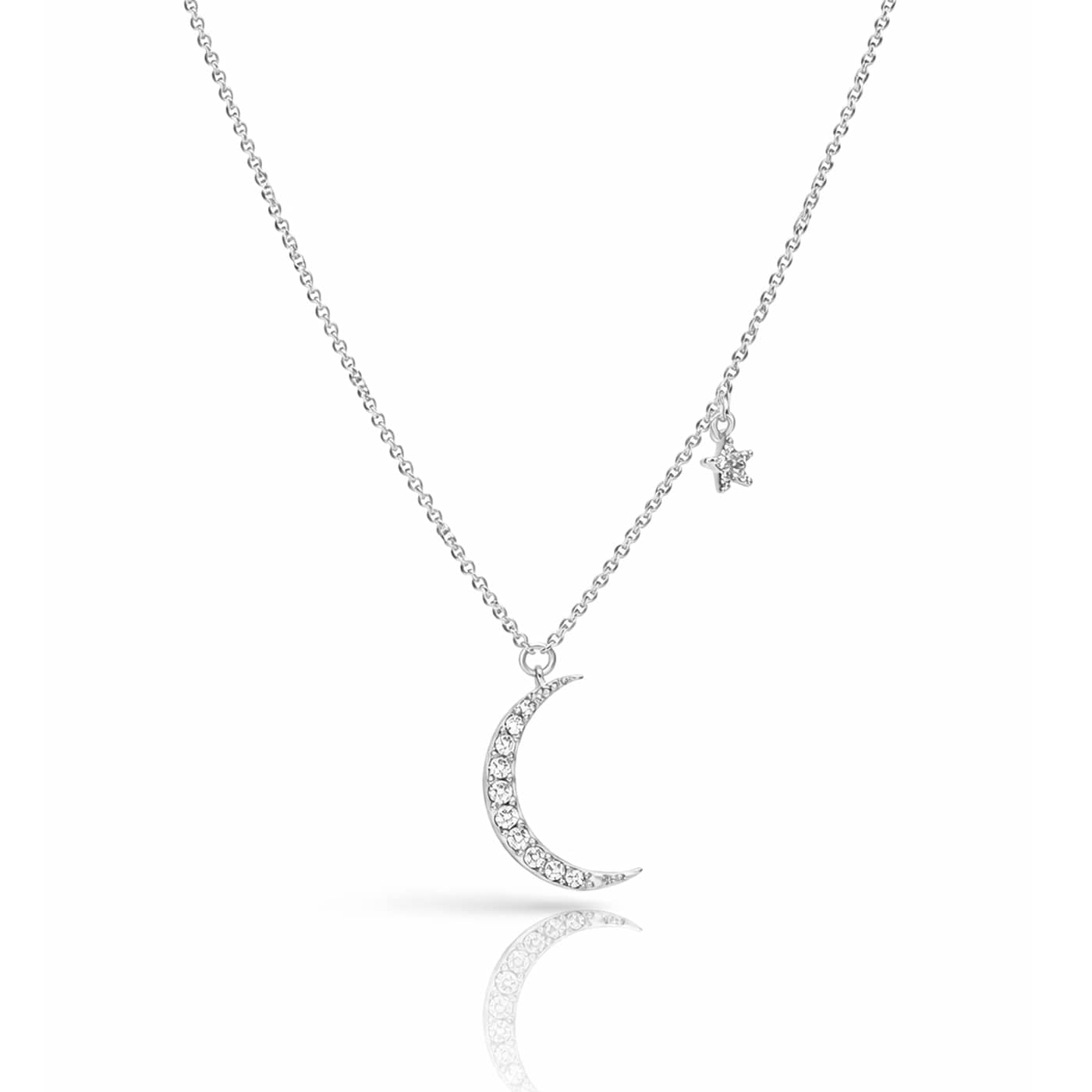 TAI JEWELRY Necklace Silver The Moon & Star CZ Necklace