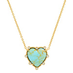 TAI JEWELRY Necklace Turquoise Bezel Set Heart Pendant Necklace