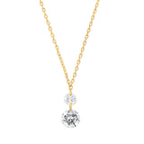 TAI JEWELRY Necklace Two Stone Floating Cz Pendant Necklace